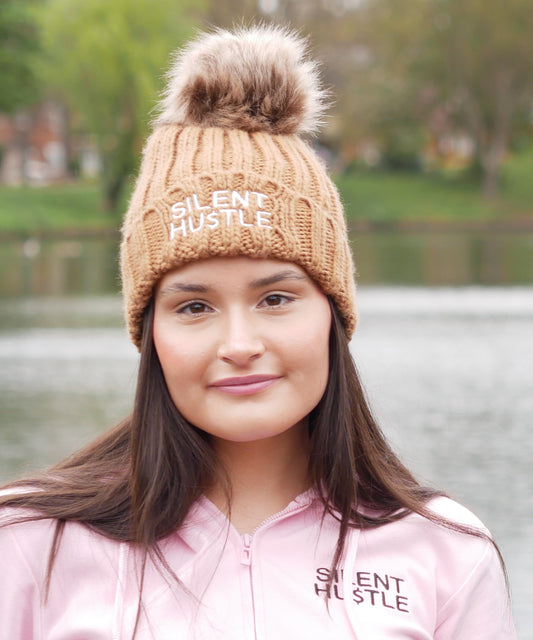 Silent Hustle Fur Pop Pom Beanie image 0