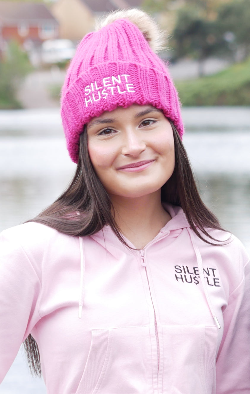 Silent Hustle Fur Pop Pom Beanie image 4