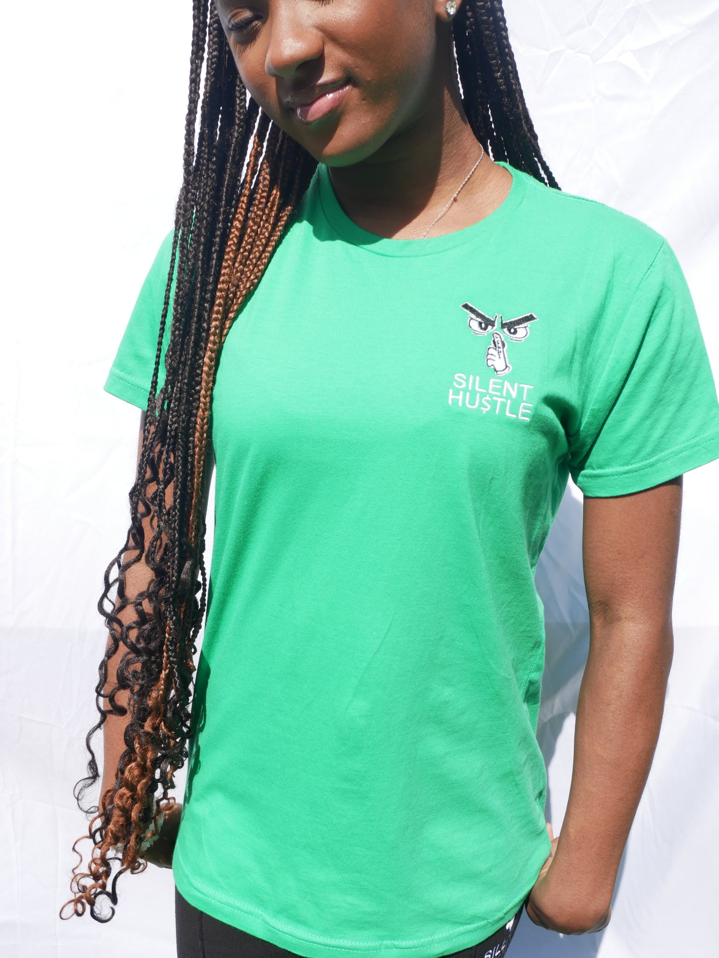 Small embroidered Silent Hustle logo with writing image 5