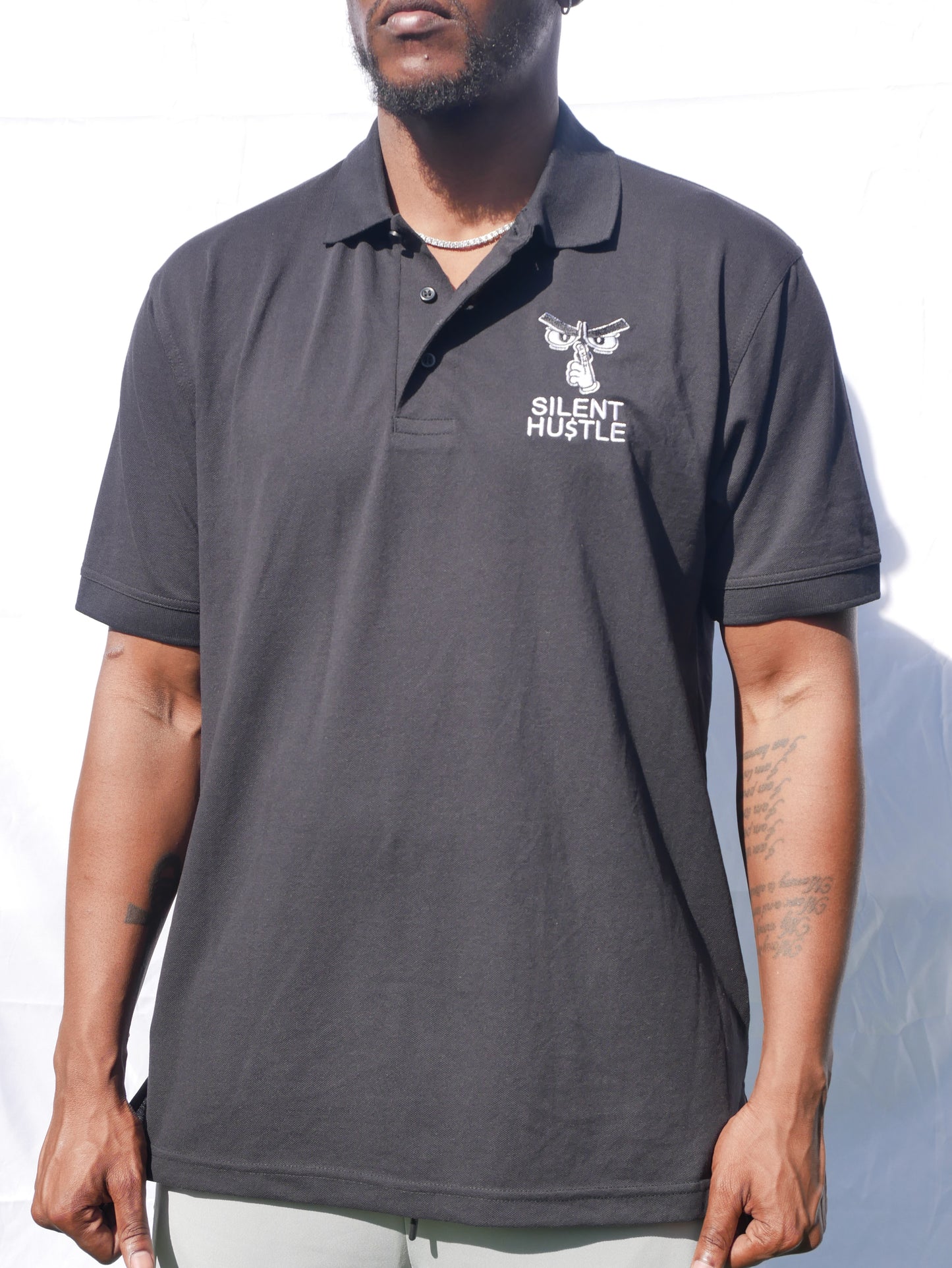 Classic Silent Hustle Embroidered  Polo image 4