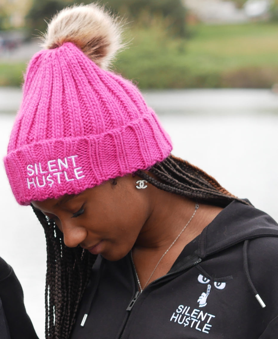 Silent Hustle Fur Pop Pom Beanie image 5