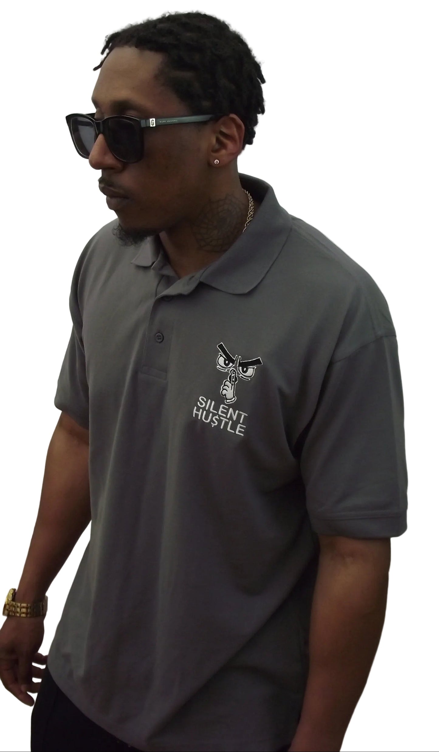 Silent Hustle Classic Embroidered Polo – Premium