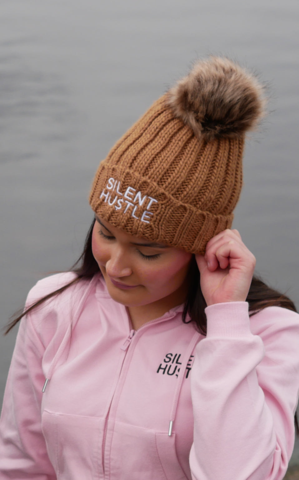 Silent Hustle Fur Pop Pom Beanie image 2