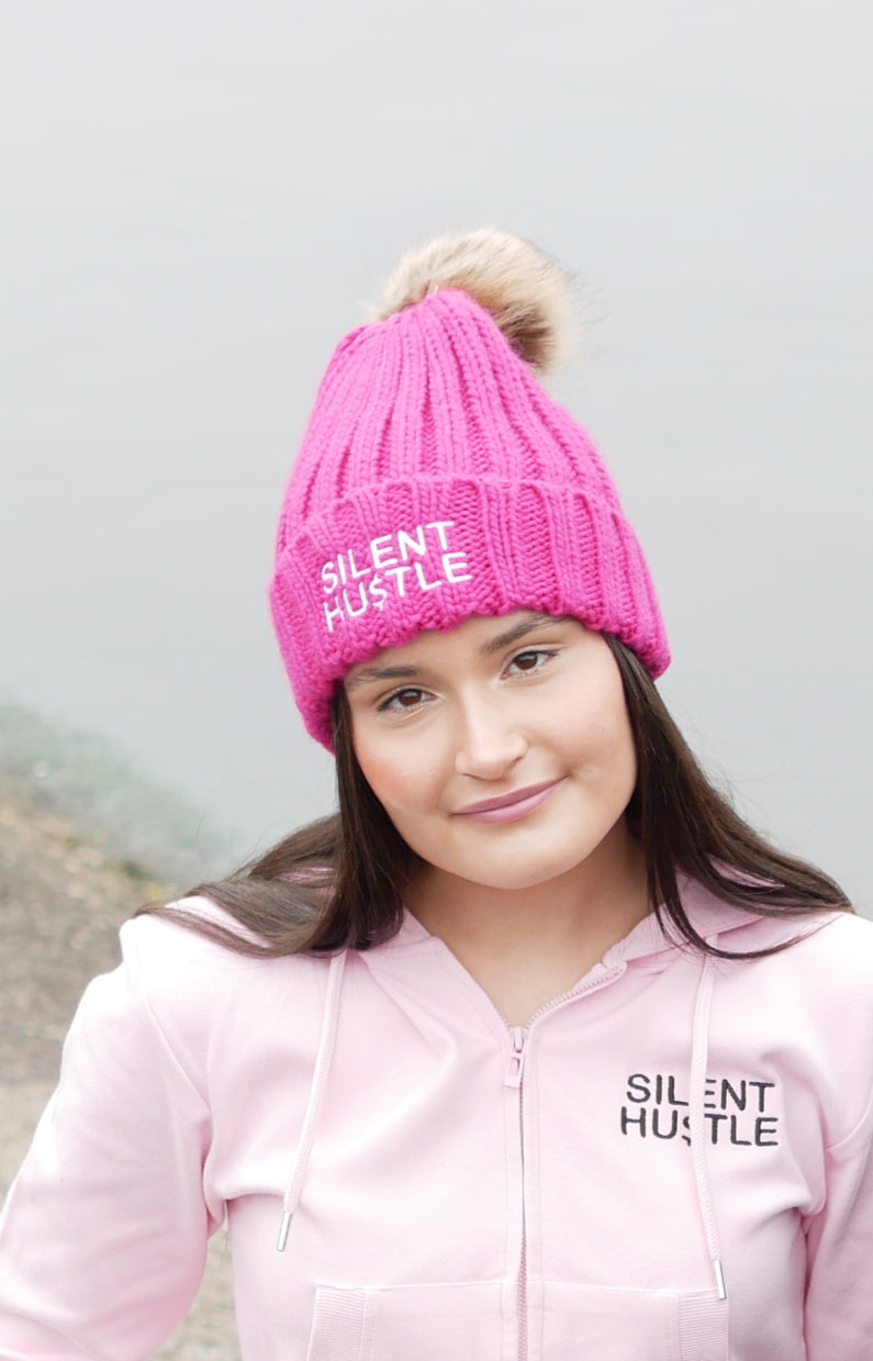 Silent Hustle Fur Pop Pom Beanie image 3