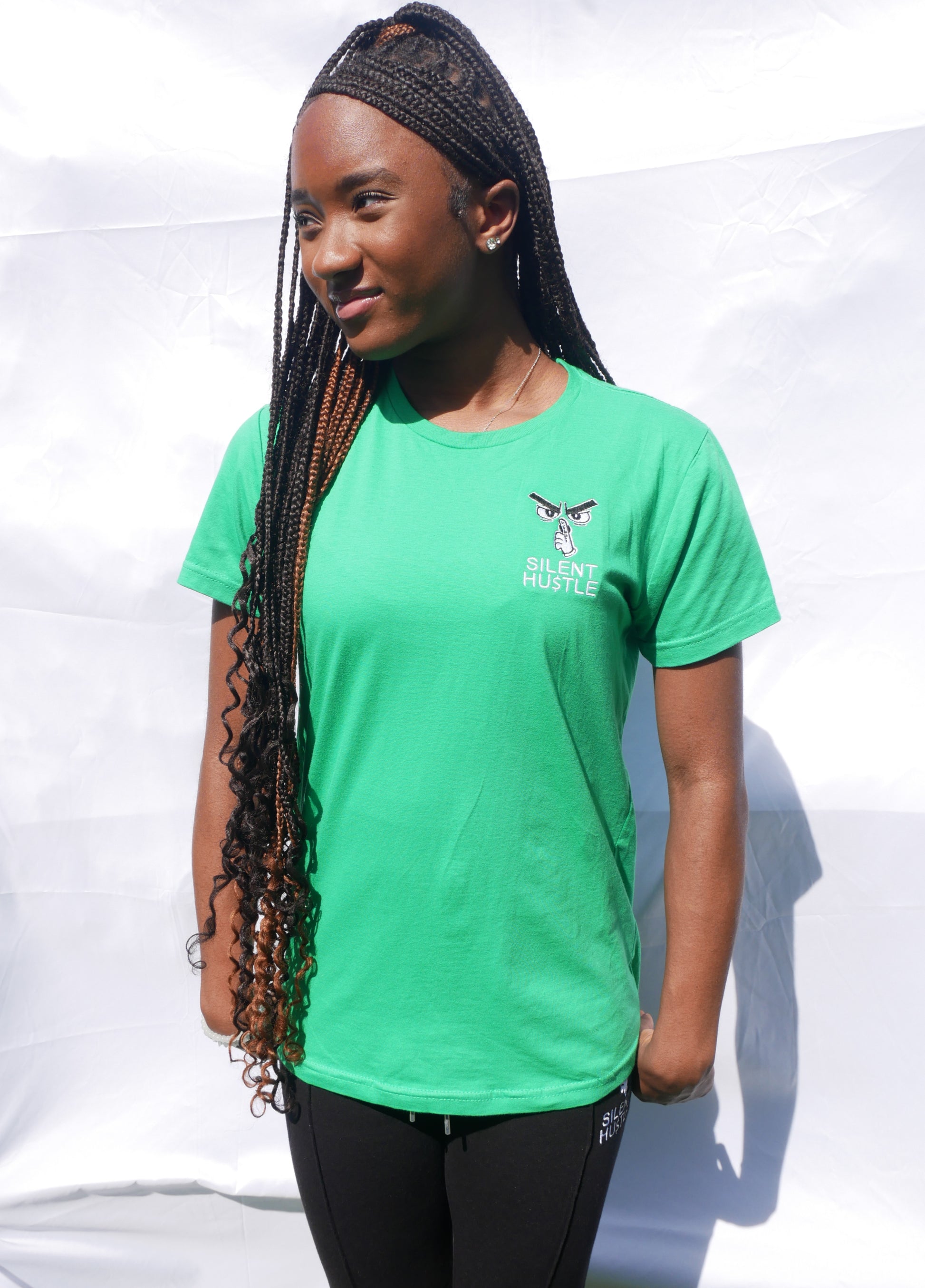 Small embroidered Silent Hustle logo with writing image 4